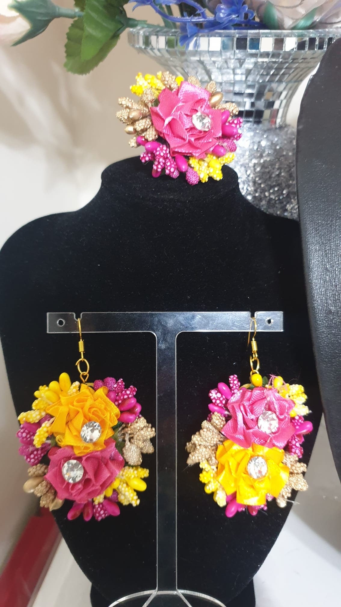 Artificial Flower Pearls Jewellery Dholki Haldi Mehndi Jewellery Sets