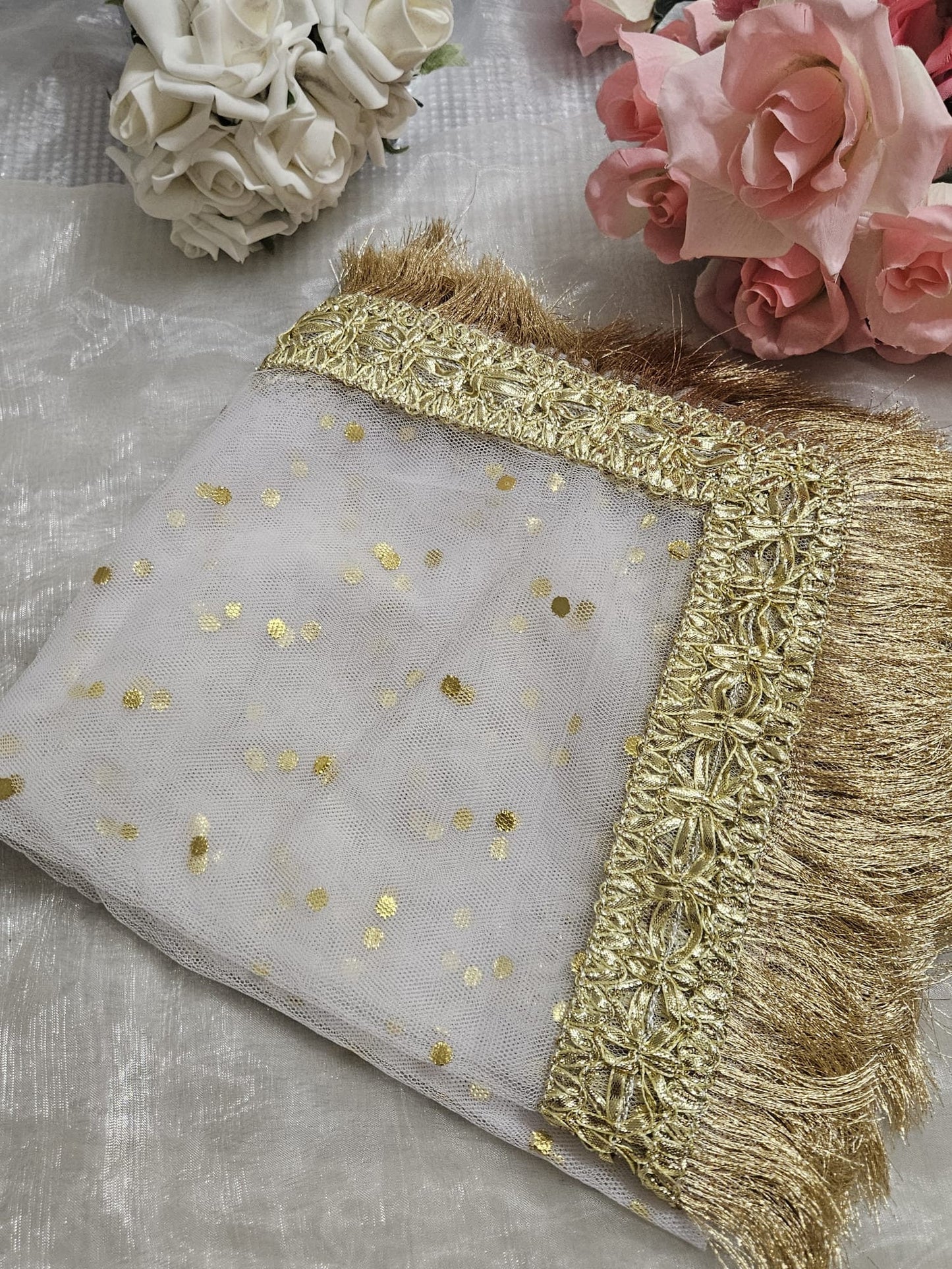 Gota Border Kiran Lace Paste Printed net Dupatta, Nikkah Rukhsati Wedding