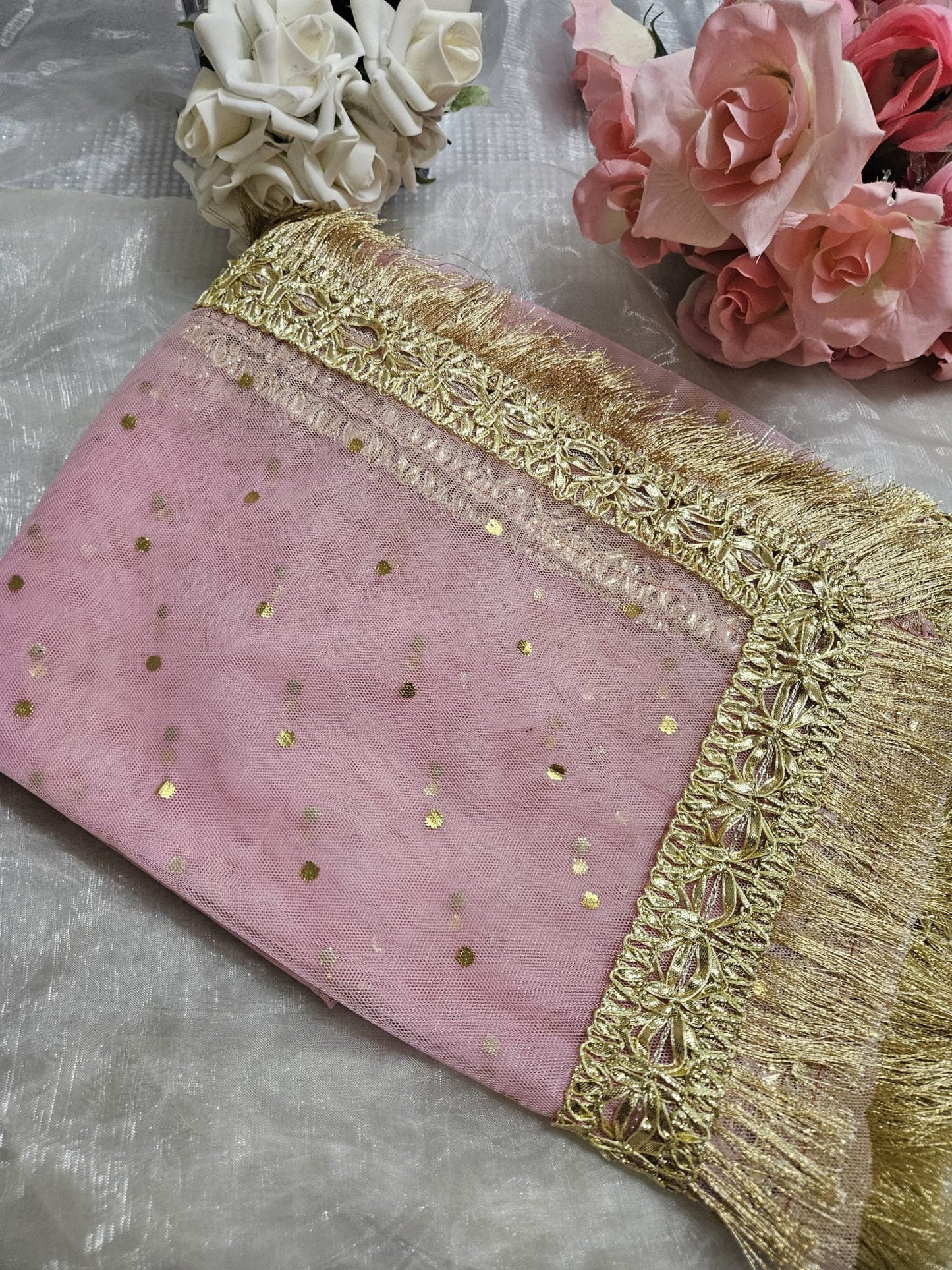 Gota Border Kiran Lace Paste Printed net Dupatta, Nikkah Rukhsati Wedding