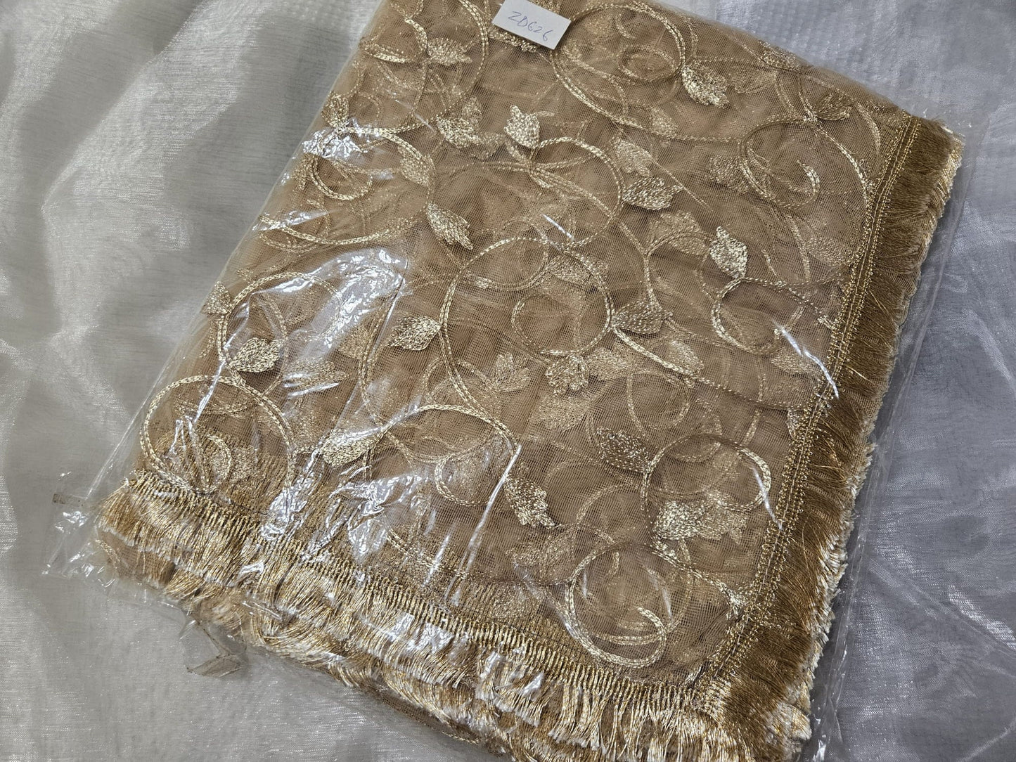Gota Embroidered Rukhsati net Dupatta, Nikkah Dupattas Gold Silver