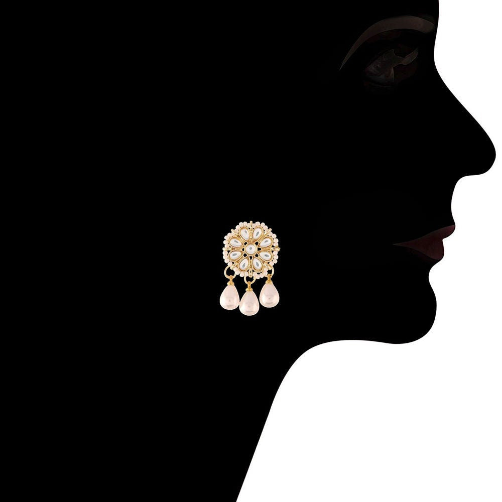 Gold Plated White Pearl Chain Pendant Jewellery Set