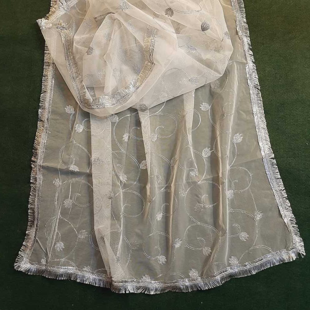 Gota Embroidered Rukhsati net Dupatta, Nikkah Dupattas Gold Silver