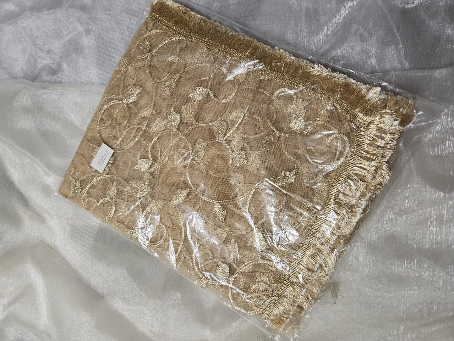 Gota Embroidered Rukhsati net Dupatta, Nikkah Dupattas Gold Silver
