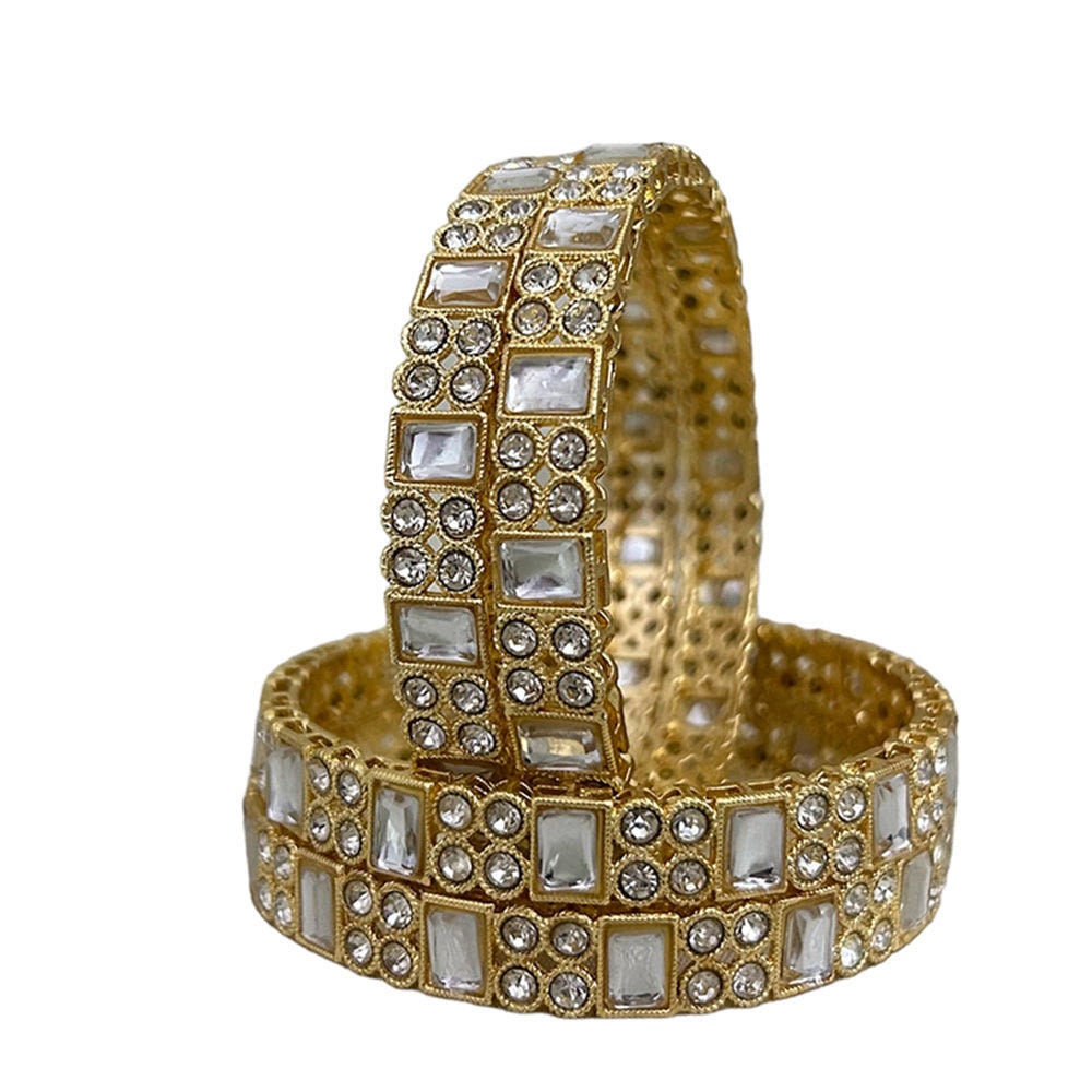 Gold Plated Polki Kundan Stone 4 Bangles Fancy Bangles