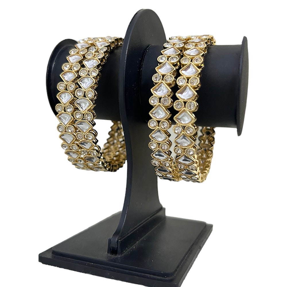 Gold Plated Polki Kundan Stone 4 Bangles Fancy Bangles