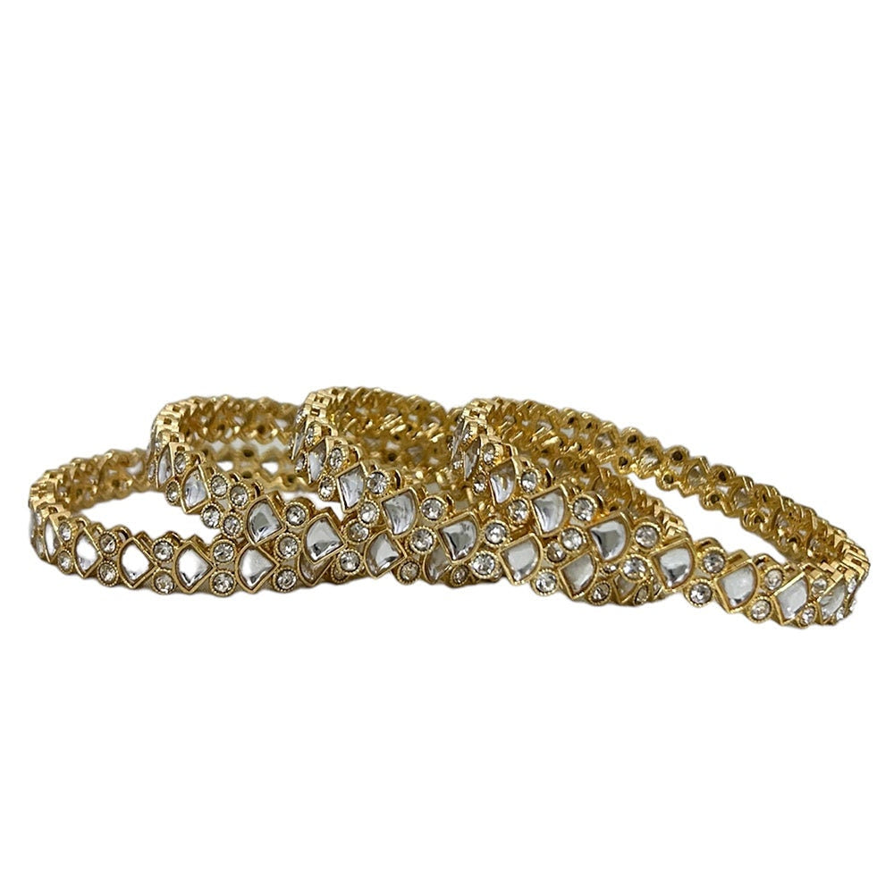 Gold Plated Polki Kundan Stone 4 Bangles Fancy Bangles