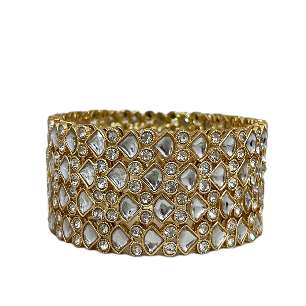 Gold Plated Polki Kundan Stone 4 Bangles Fancy Bangles