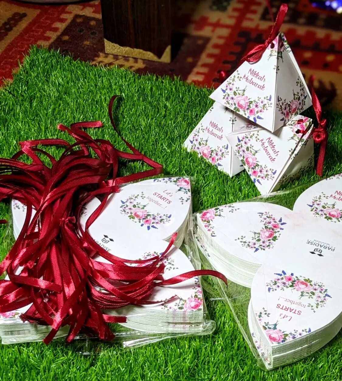 50 X White Flower Wedding Favour Boxes, Nikkah Mubarak Bid Box