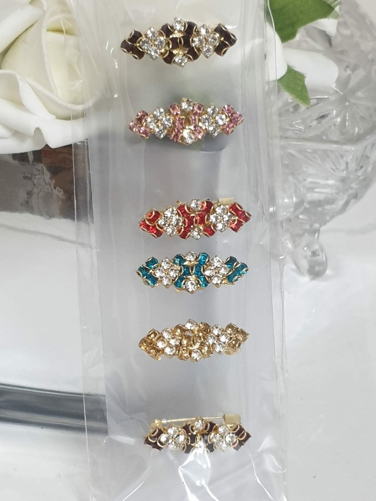 Fancy Hijab Scarf Multicolour Stones Safety Pins Brooch