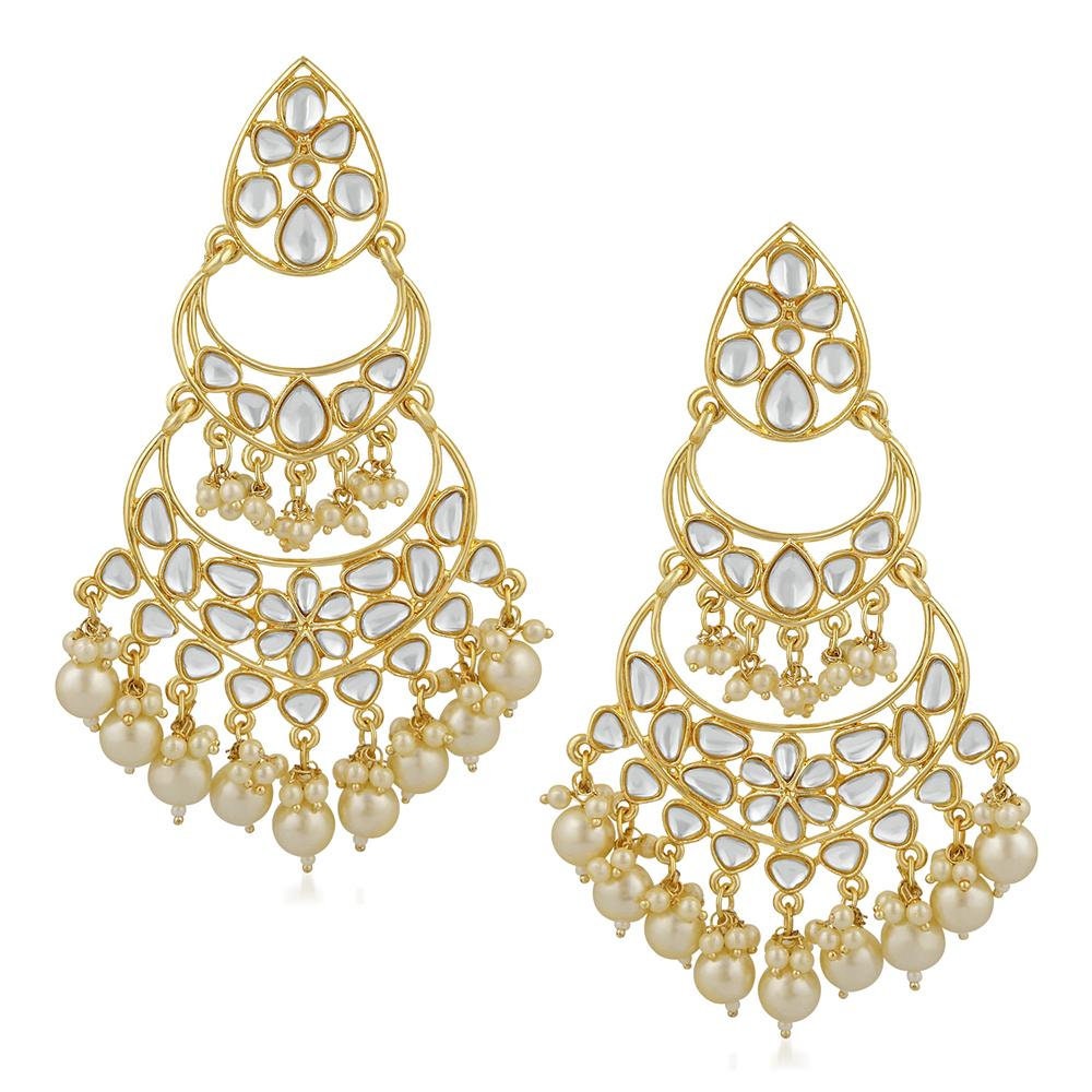 Gold Plated Traditional Chandbali Long Dangler Earrings