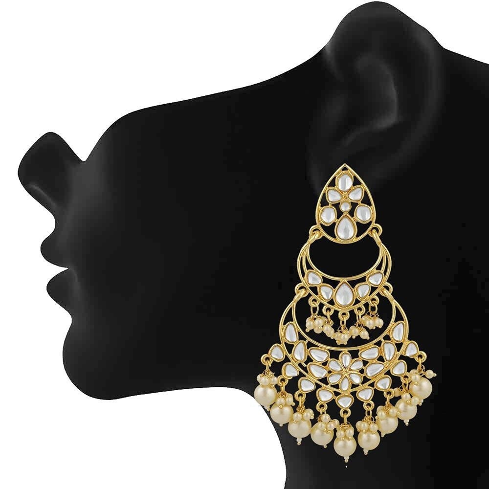 Gold Plated Traditional Chandbali Long Dangler Earrings