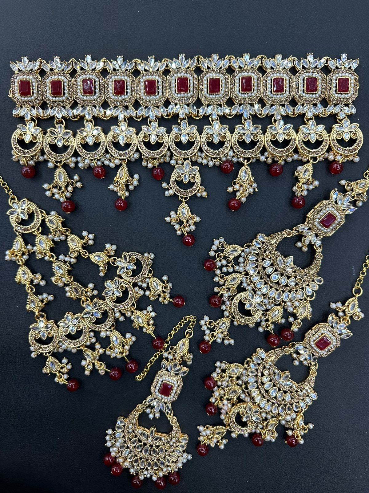 Traditional Gold Plated Zircon Stones Full Bridal Jewellery Set