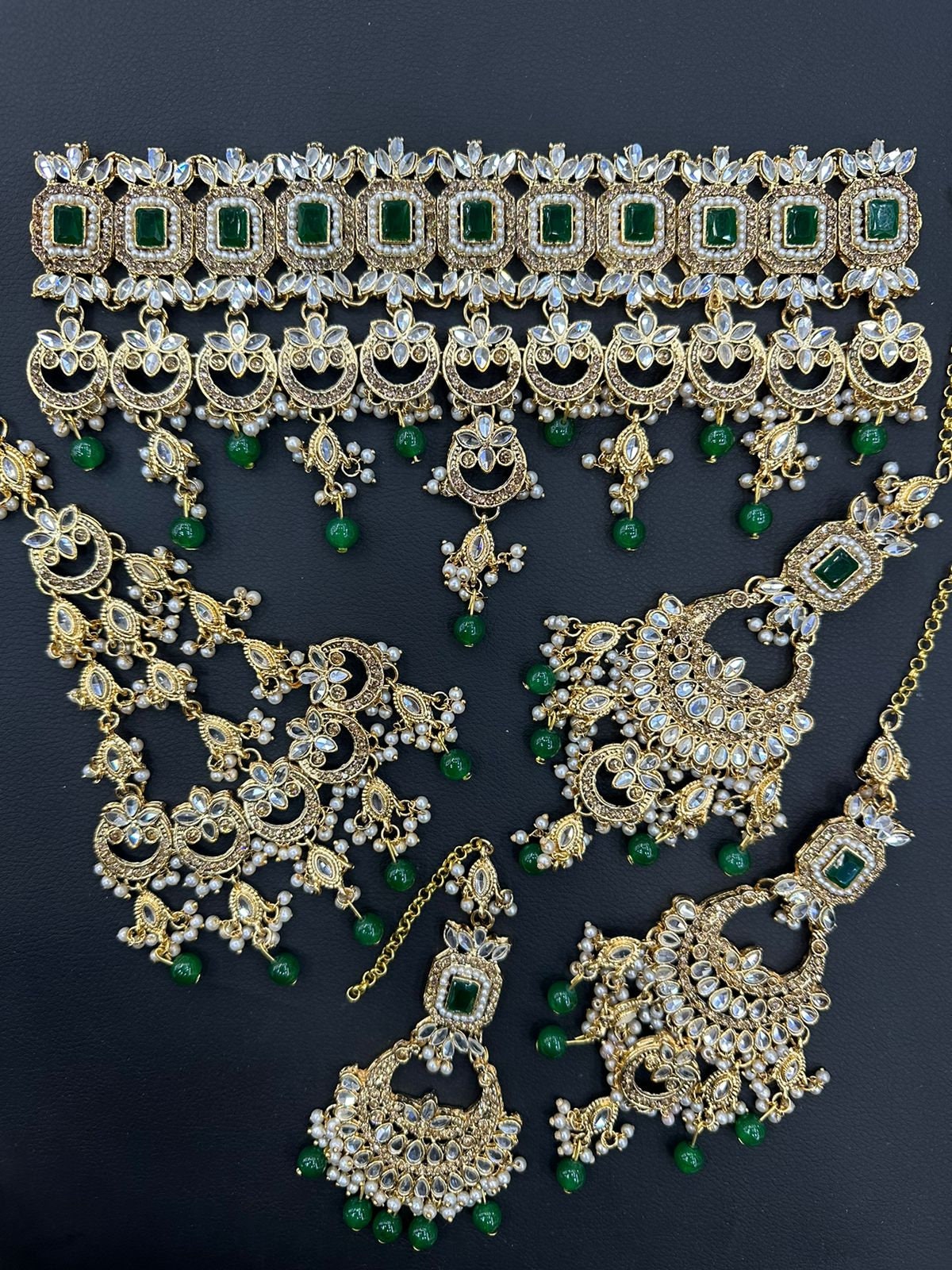 Traditional Gold Plated Zircon Stones Full Bridal Jewellery Set