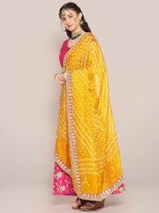 Bandhini Silk Printed Dupatta With Gotta Patti Border And Small Pearls Lace