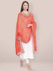 Bandhini Silk Printed Dupatta With Gotta Patti Border And Small Pearls Lace