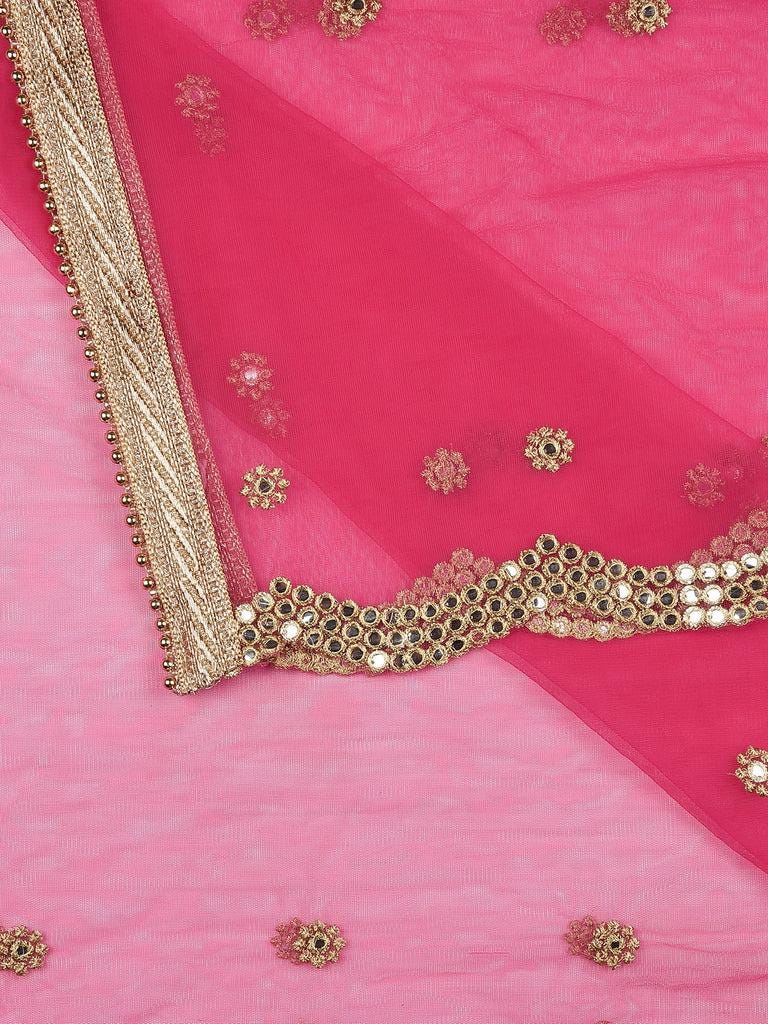 Embroidered Net Mirror Scalleop Border Dupatta