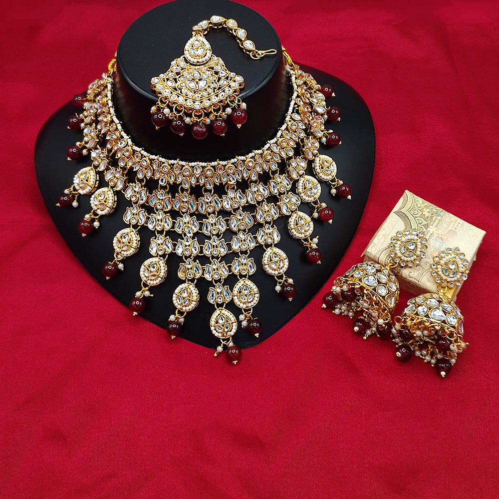 Kundan Style Bridal Gold Base With Jhumka Earings Necklace Set