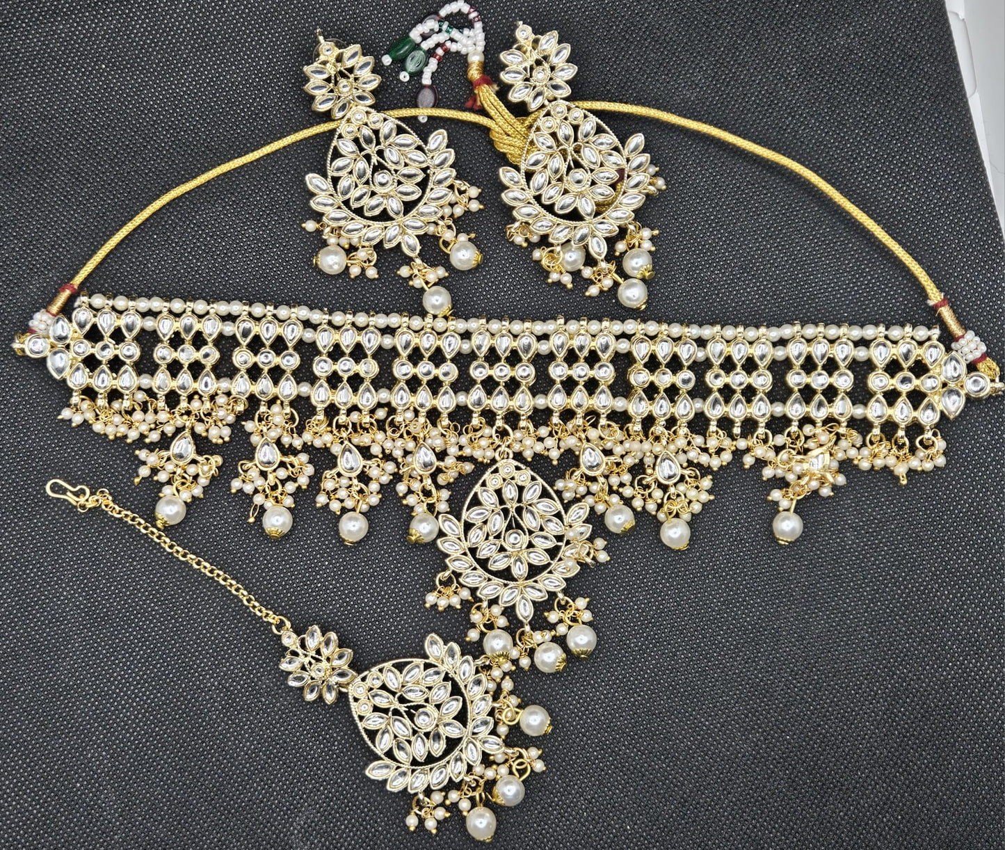 18K Gold Plated Traditional Etnico Kundan Pearl Studded Jewellery Set