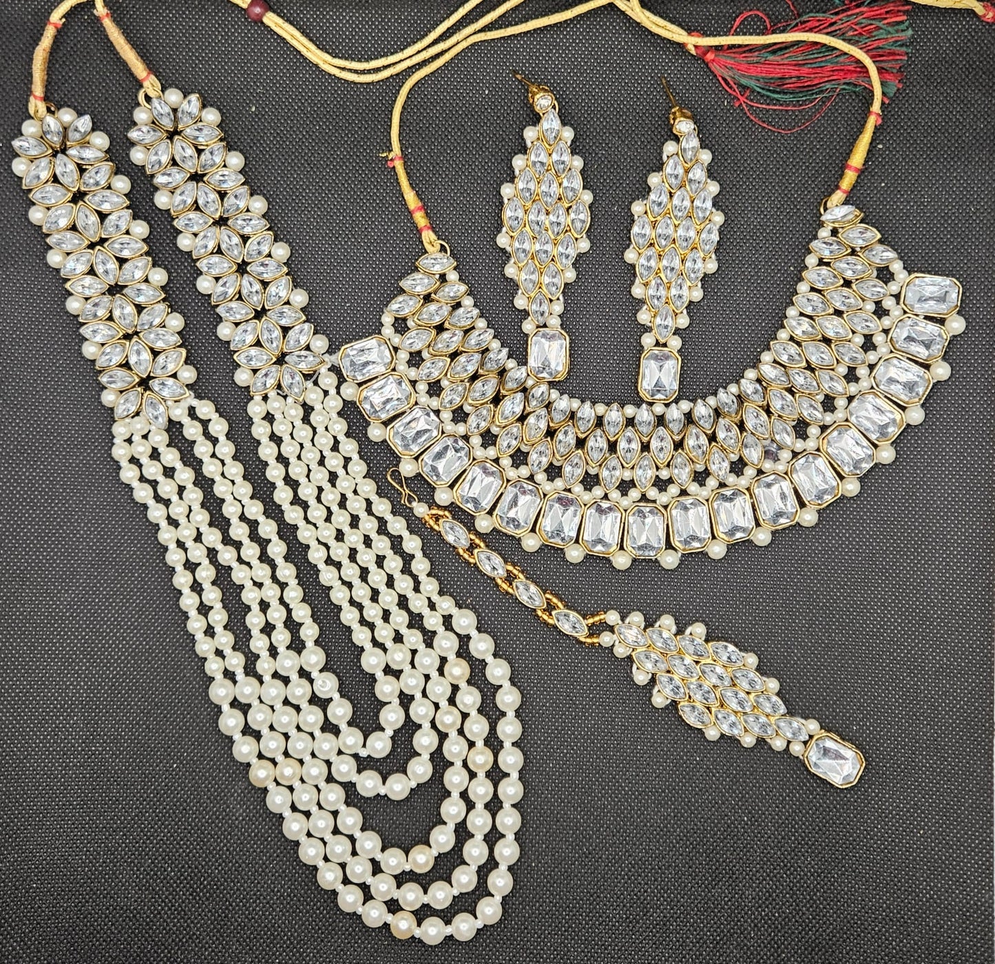 Pearls Multi layers Long Necklace Full Bridal Jewellery Set