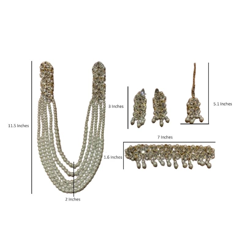 Pearls Multi layers Long Necklace Choker Full Wedding Jewellery Set