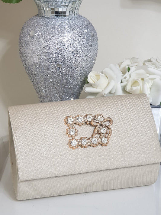 Fancy Clutch || Bag For Parties And Occasions Envelope Style With Stone Brooch