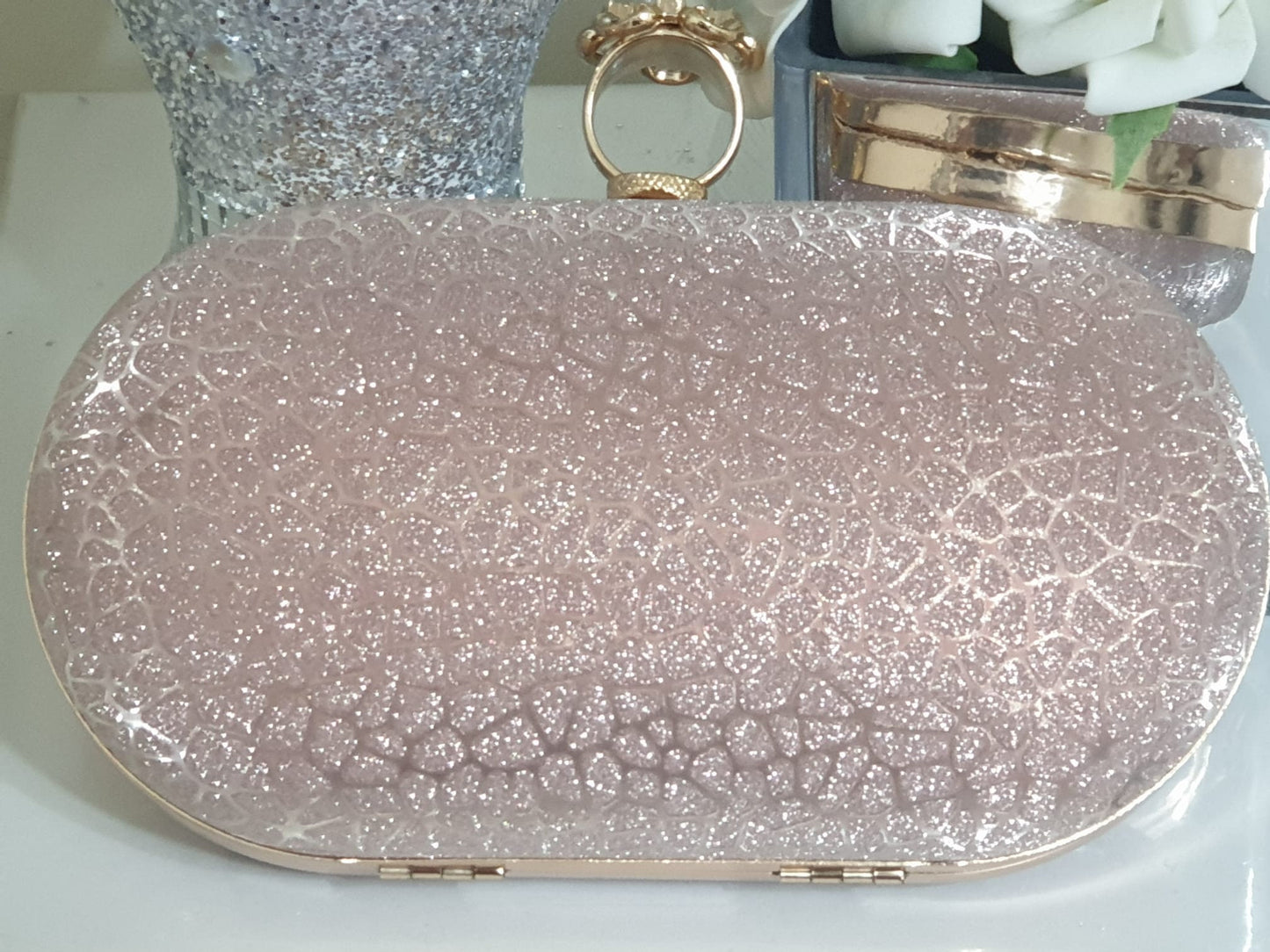 Golden Clutch Evening Bag For Women Formal Bridal Wedding