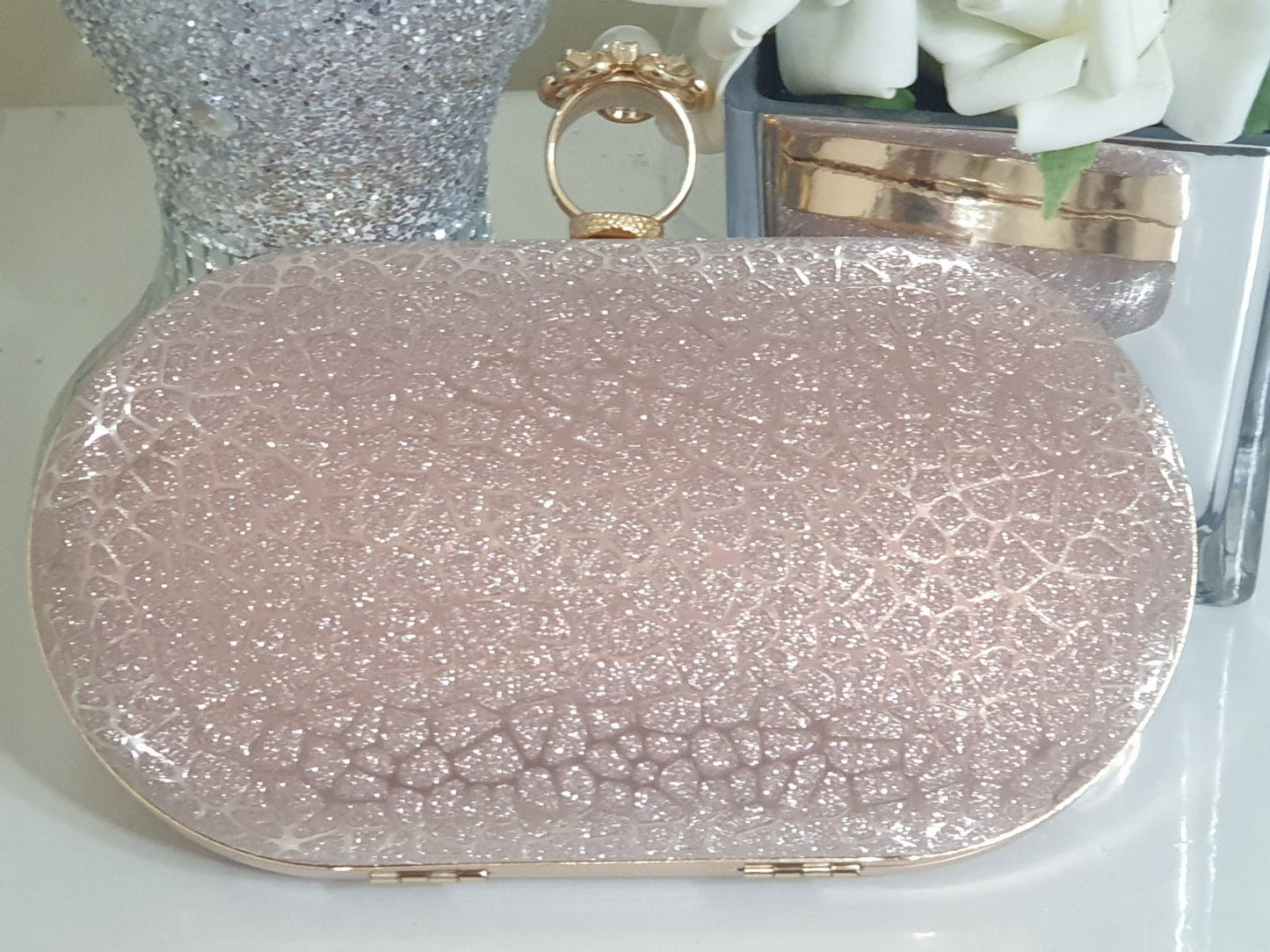 Golden Clutch Evening Bag For Women Formal Bridal Wedding