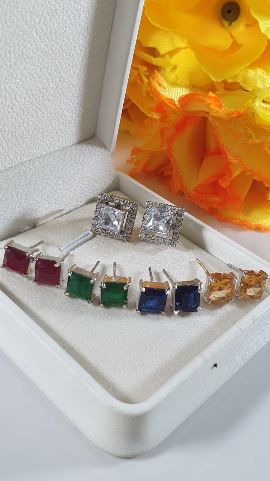 Indian Zarqoon Changeable Colours Tops Stud Earings
