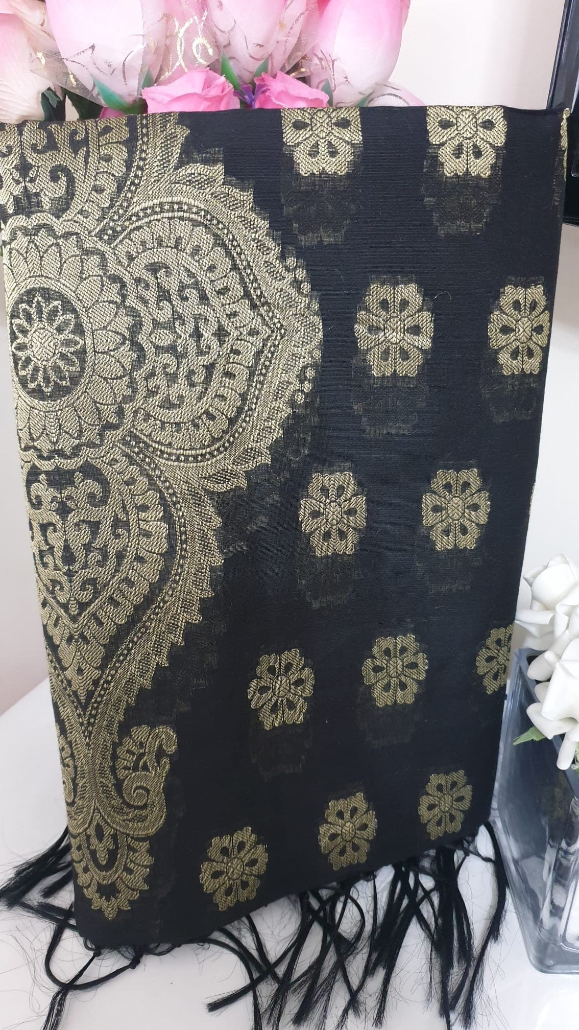 Indian Wedding Chanderi Silk Weaving Dupatta Scarf