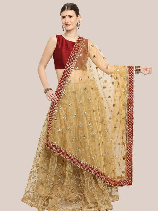 Embroidered Bridal/Wedding & Mehndi Wear Net Dupatta