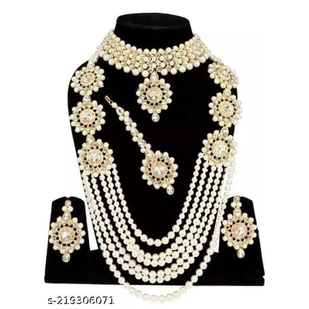 Indian Bridal Full Jewellery Set Raani Haar Choker Tikka Earrings