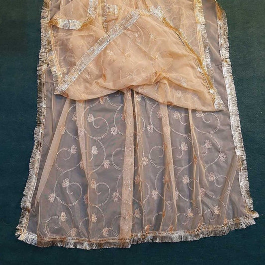 Gota Embroidered Rukhsati net Dupatta, Nikkah Dupattas Gold Silver