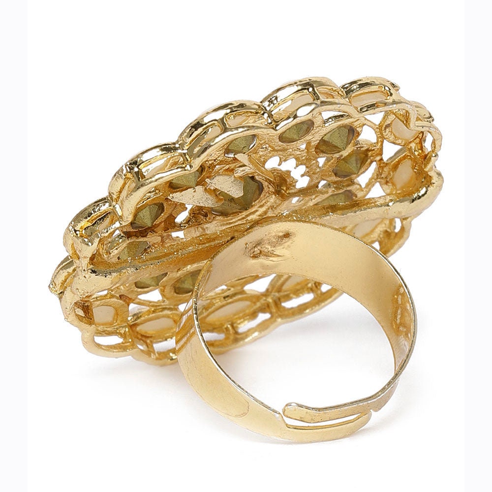 Adjustable Indian Kundan Rings Wedding Dholki Party Rings