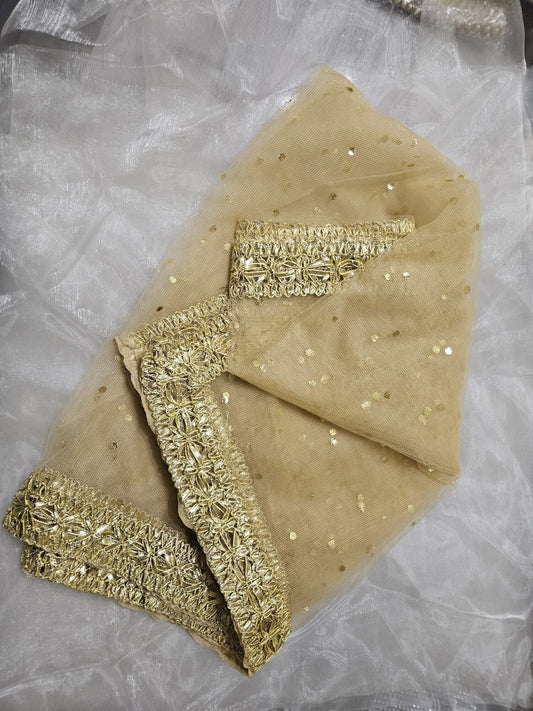 Gota Border Paste Printed Net Dupatta, Nikkah Rukhsati Dupatta