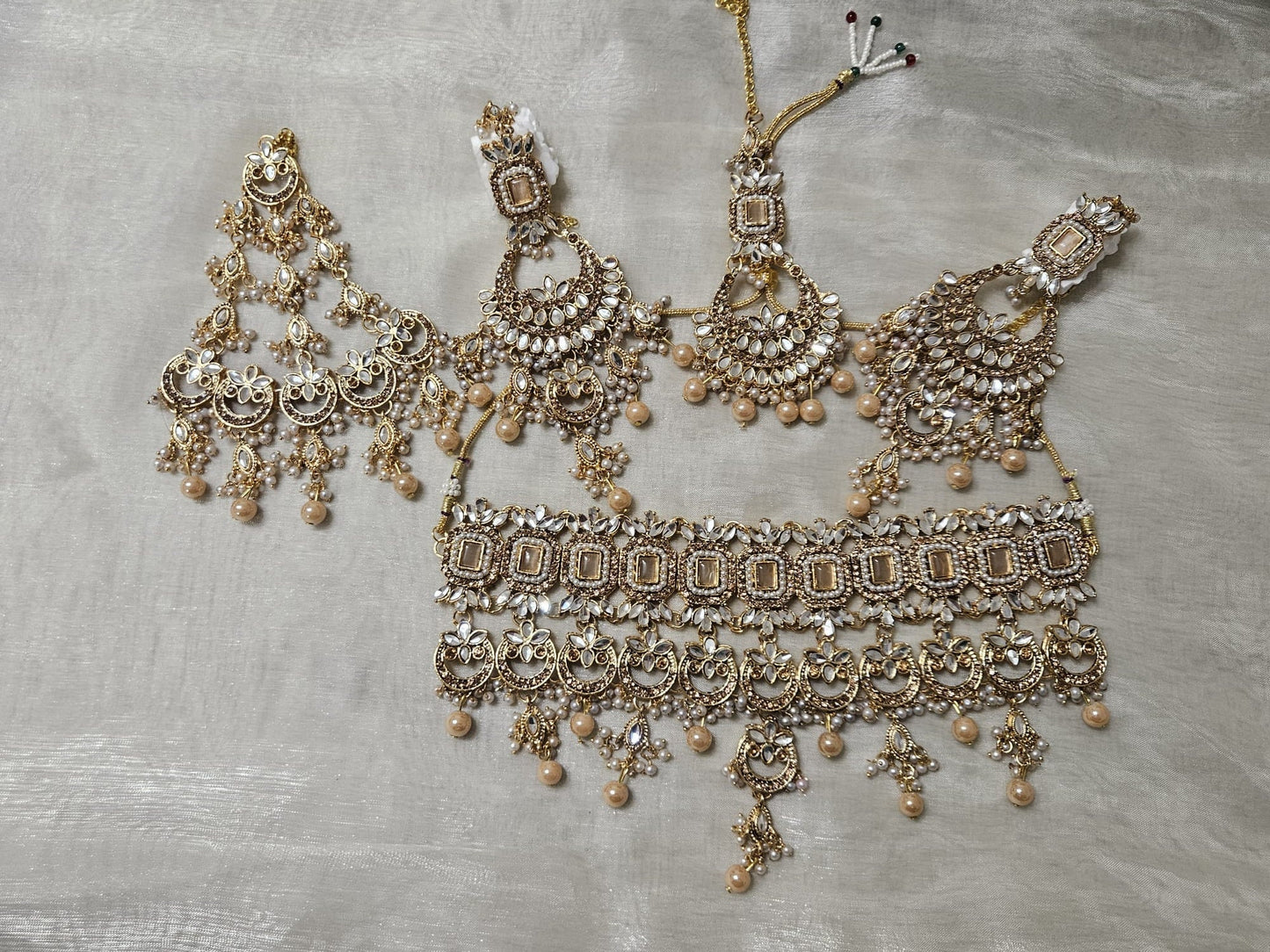 Traditional Gold Plated Zircon Stones Full Bridal Jewellery Set