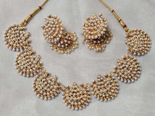 Bollywood Style Gold Finish Manjoos Style Kundan Necklace Set