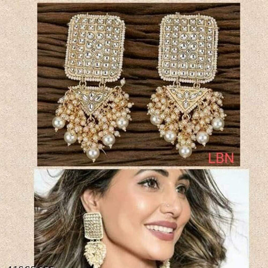 Bollywood Style Kundan Stone  & Pearl Dangler Earrings