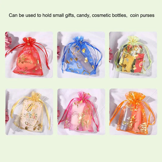 100 X Mix Colour Bidh Organza Pouch for Nikaah Wedding Favour Pouches