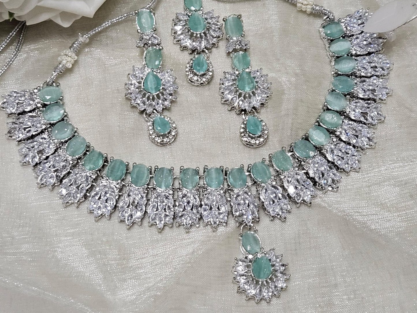 Silver Plated Zircon Jewellery Sets With Stones