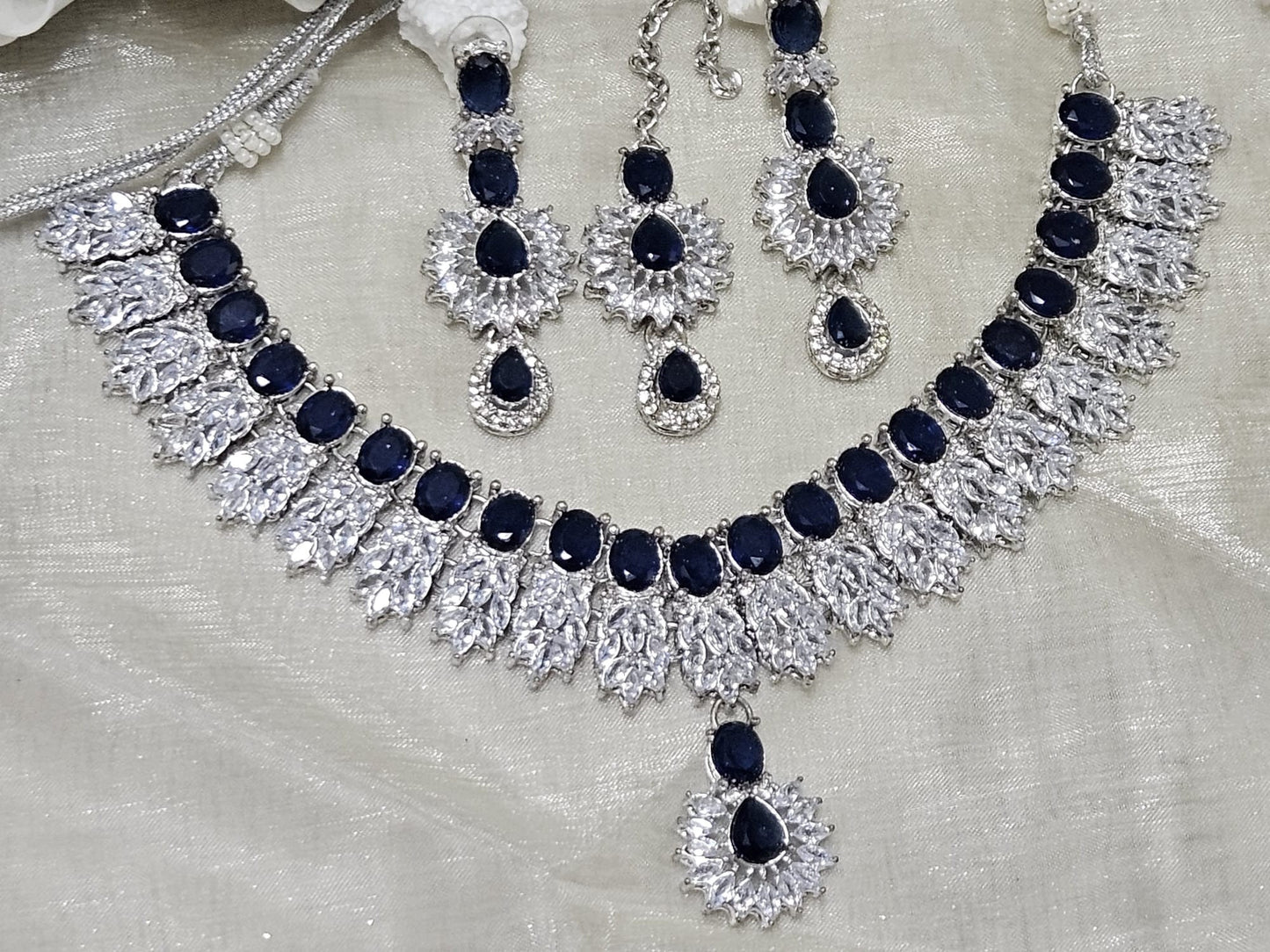 Silver Plated Zircon Jewellery Sets With Stones
