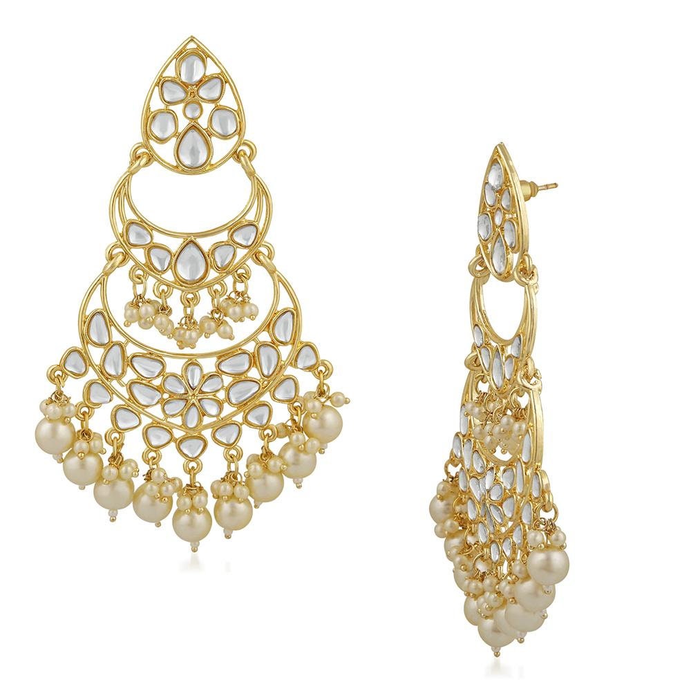 Gold Plated Traditional Chandbali Long Dangler Earrings