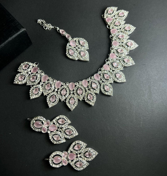 Silver Plated Asian Zircon Stone Sets Wedding Jewellery