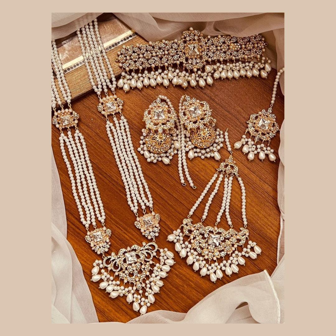 Pakistani Bridal Heavy Farshi Kundan Full Bridal Jhumkas Set