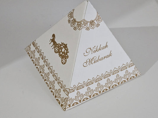 50 X Gold Cream Wedding Favour Boxes, Nikkah Mubarak Bid Boxes