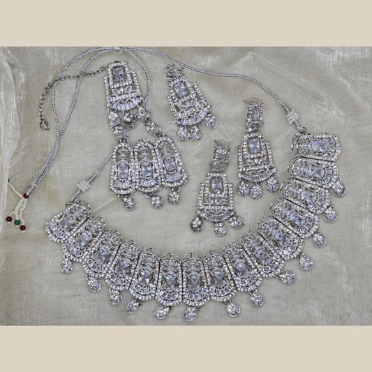 Traditional Silver Plated Zircon Stones  Bridal Jewellery Set