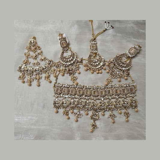 Traditional Gold Plated Zircon Stones Full Bridal Jewellery Set