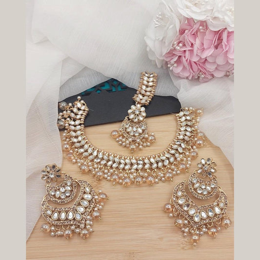 Elegant Desi Style Zircon With Stones Necklace Set With Tikka