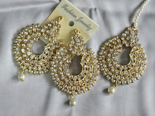 Indian Jewellery Sets, Dangler Earrings Set With Maangtikka