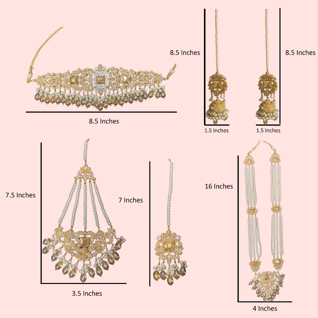 Pakistani Bridal Heavy Farshi Kundan Full Bridal Jhumkas Set
